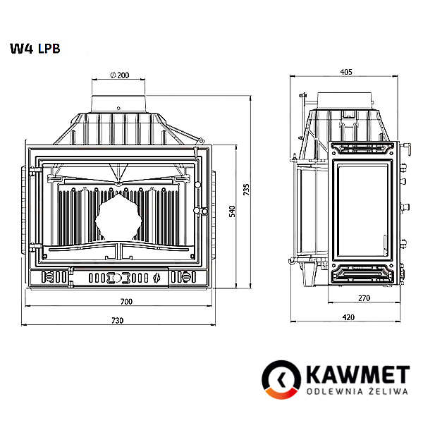 Фото товара Каминная топка Kaw-Met W4 PLB Dual 14.5 кВт три стекла. Изображение №4